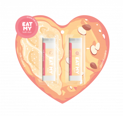 EAT MY balm duo share the love: almond + custard - EAT MY набор бальзамов для губ “Поделись любовью: миндаль + крем”